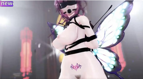 MMD紫发异种魅魔黑丝狂舞，骚穴大开淫水横流求肏！3D